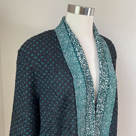 Chicos Travelers Womens XL Open Front Cardigan Jacket Crinkled Polka Dot Print - Picture 2 of 13